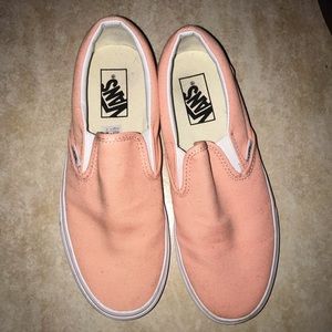 Peach slip on vans! Size 8, only worn once